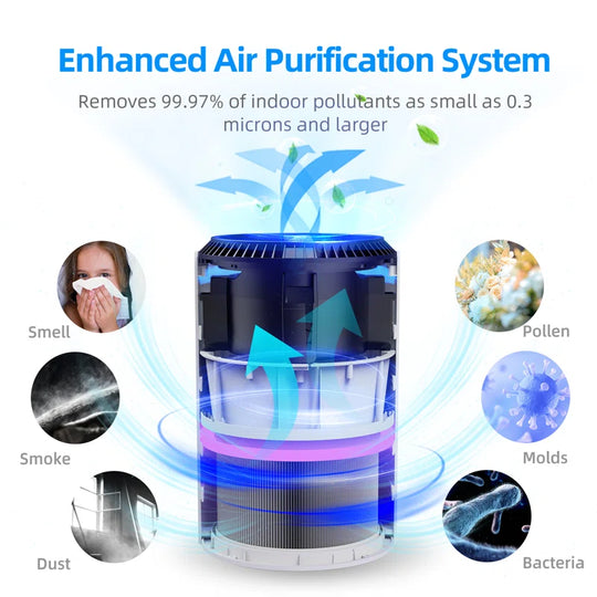 Tabletop Air Purifier for Home Pet Hair, Allergies, 99.9% Removal for Room 215 Sq. Ft