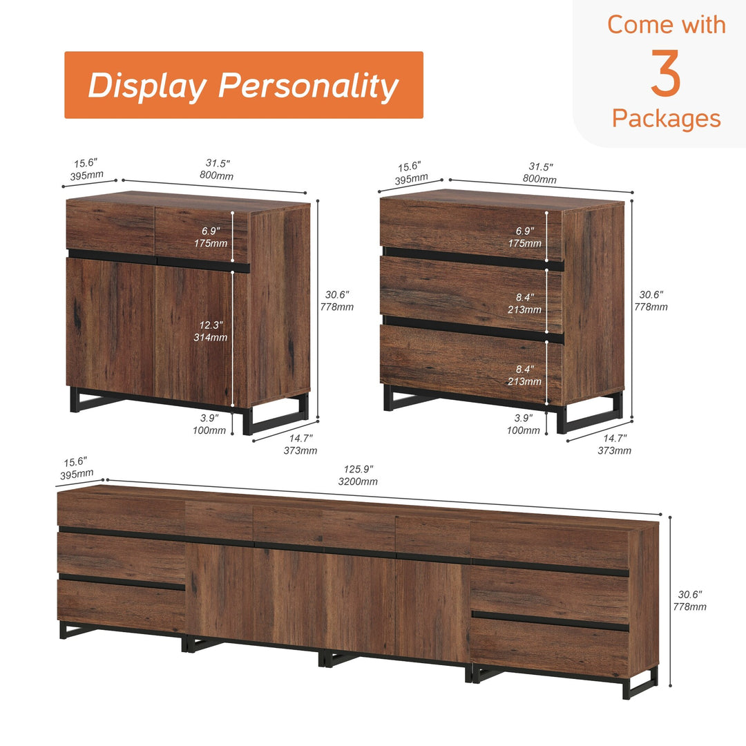 Modern TV Stand for Tvs up to 120 Inches, 4-In-1 Media Console with 6 Drawers and Adjustable Shelves, Entertainment Center