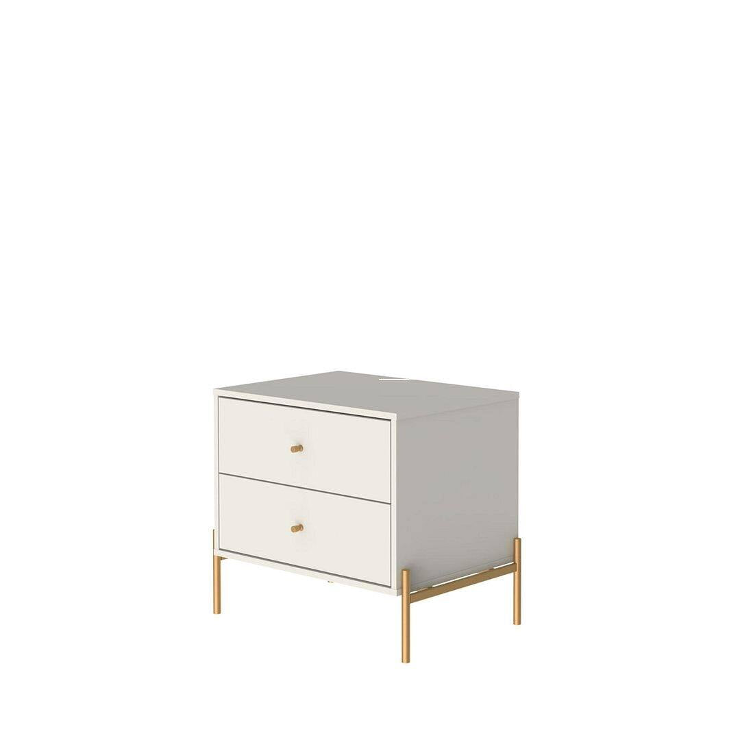 Jasper Nightstand with Steel Gold Legs in White Gloss