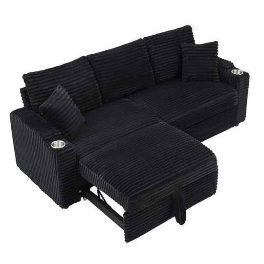 80" Cordylona Sofa, Cup Holder, Ottoman Storage