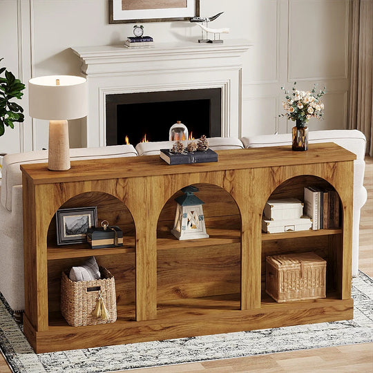 Farmhouse TV Stand for Tvs up to 65 Inches, Farmhouse Entertainment Center with Storage