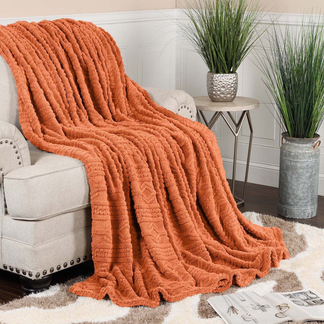 Arctic Boho Jacquard Plush Fluffy Fleece Blanket