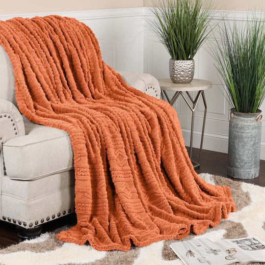 Arctic Boho Jacquard Plush Fluffy Fleece Blanket
