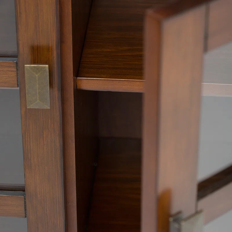Artisan 38"W Solid Wood Transitional Medium Storage Cabinet with Glass Doors and Adjustable Shelves