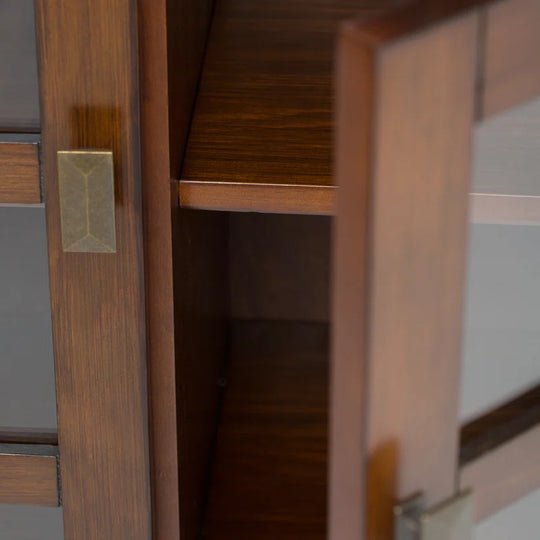 Artisan 38"W Solid Wood Transitional Medium Storage Cabinet with Glass Doors and Adjustable Shelves