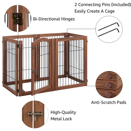 Serra Wire Pet Free Standing Gate with Two Pairs of Support Feet