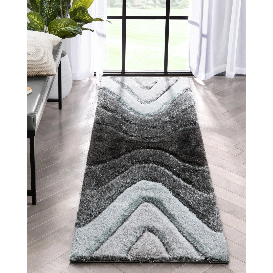 San Francisco Luz Geometric Modern Carved Shag Area Rug