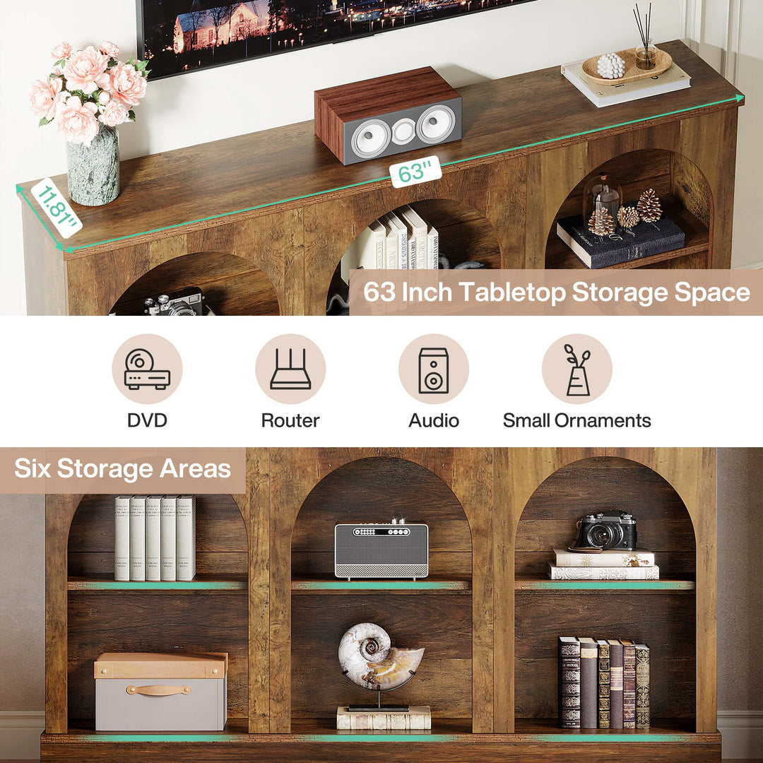 Farmhouse TV Stand for Tvs up to 65 Inches, Farmhouse Entertainment Center with Storage