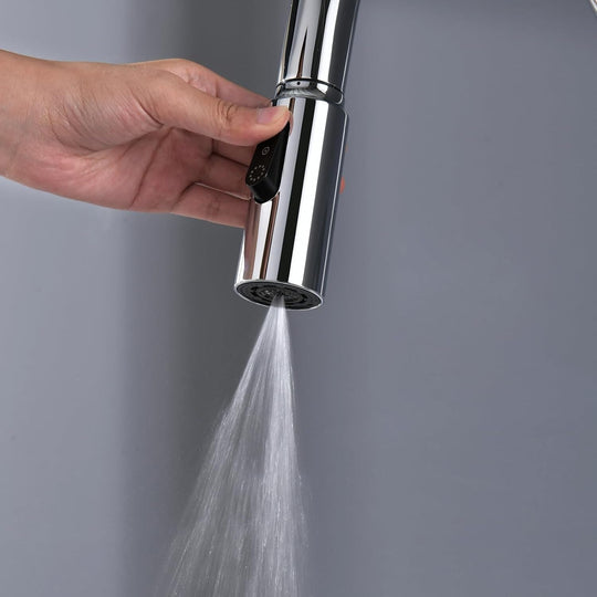Pull-Down Kitchen Faucet with Temperature Display in Fahrenheit, 3 Water Outlet Modes, Faucet for Kitchen Sink, KF2501