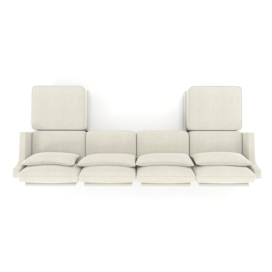 Modern Chenille 4-Seater Sofa with 2 Ottoman, Lumbar Cushions, Ergonomic Backrest, High-Resilience Spongeand Tufted Armrests