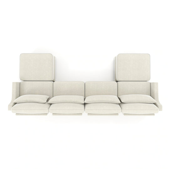 Modern Chenille 4-Seater Sofa with 2 Ottoman, Lumbar Cushions, Ergonomic Backrest, High-Resilience Spongeand Tufted Armrests