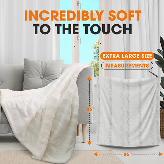 Faux Fur/ Microplush Reversible Throw Blanket
