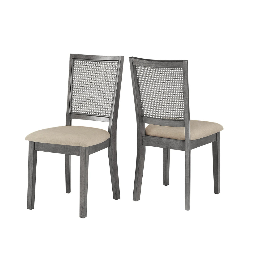 Eleanor Beige Linen Rattan Dining Chairs (Set of 2) by  Classic
