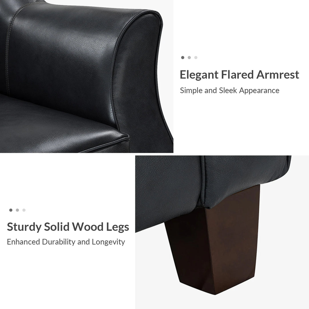 Sandra 81.5" Classic Genuine Leather Sofa with Solid Wood Legs by