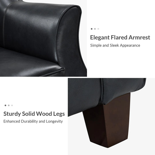 Sandra 81.5" Classic Genuine Leather Sofa with Solid Wood Legs by