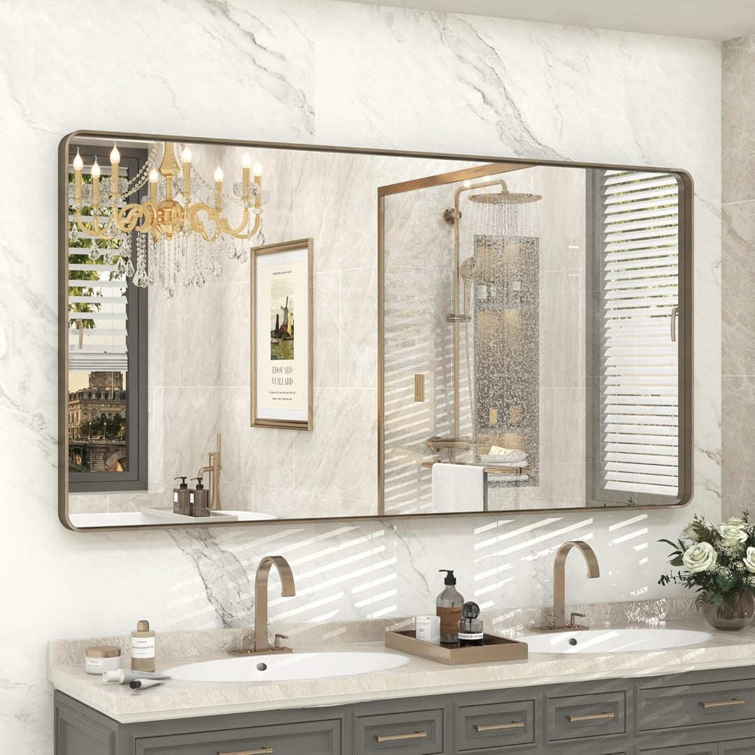 Aluminum Alloy Framed Tempered Glass Wall Decor Vanity Bathroom Mirror