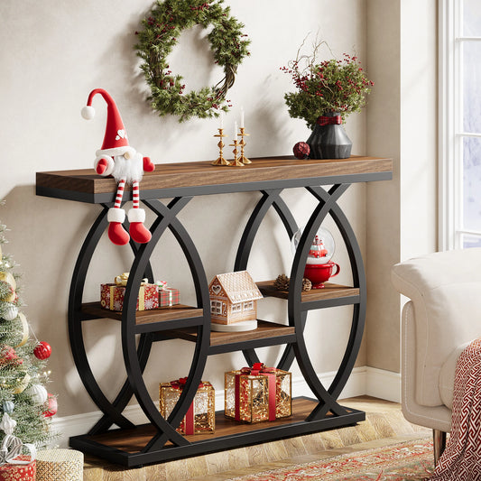 39.4" Console Table, 4-Tier Sofa Table Entryway Table for Small Spaces