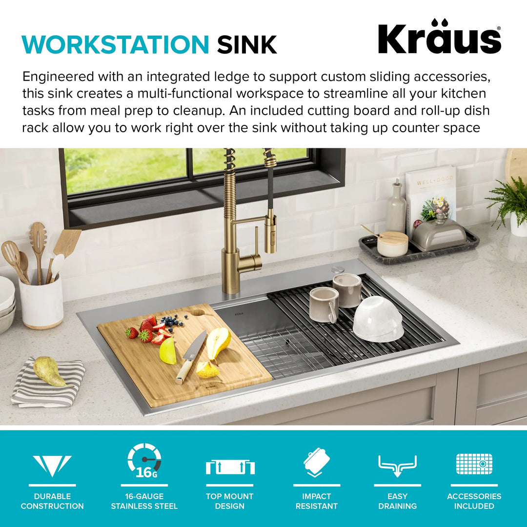 Kore Workstation Drop-In Stainless Steel Kitchen Sink