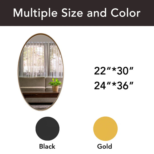Hun Oval Vanity Mirror Wall Mounted Mirror Ideal for Bedroom, Entryway, Living Room