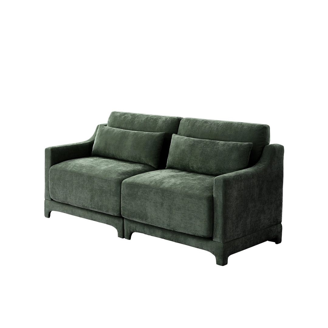Modern Chenille 4-Seater Sofa with 2 Ottoman, Lumbar Cushions, Ergonomic Backrest, High-Resilience Spongeand Tufted Armrests