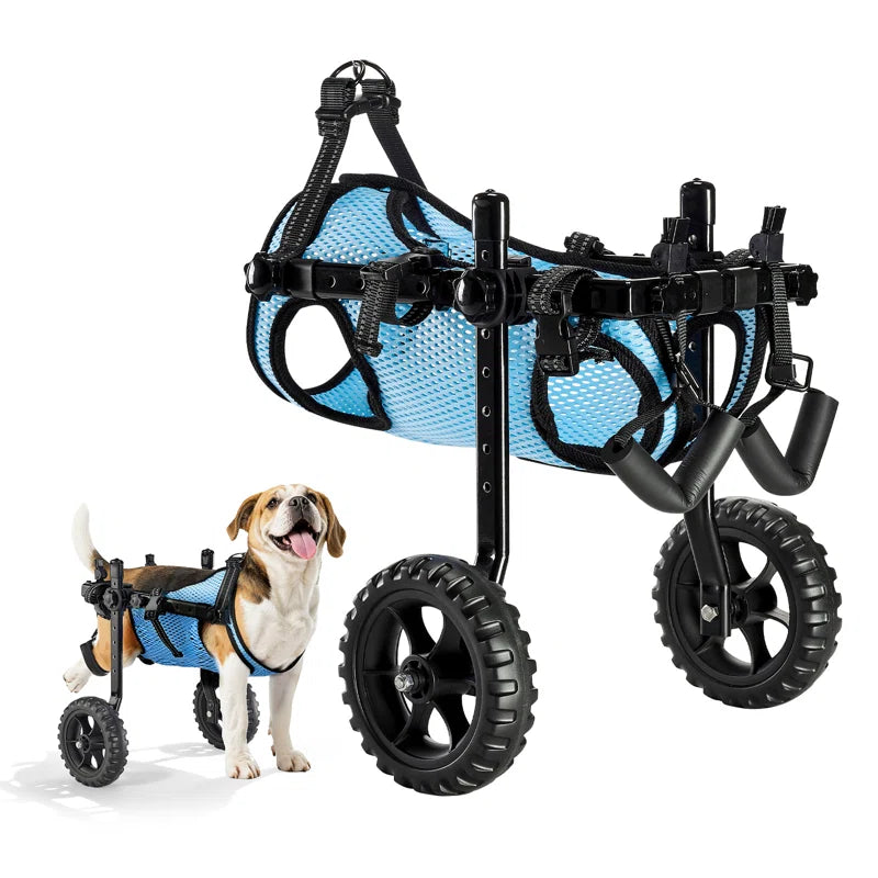 Dog Wheelchair for Back Legs, Adjustable 2 Wheels Pet Wheelchair, Lightweight Dog Cart with Shock-Absorbing Wheels, Mobility Support Wheel Chair for Disabled Injured Dogs up to 22Lbs, Small