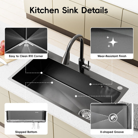 Drop-In/Undermount Single Bowl Stainless Steel Kitchen Sink