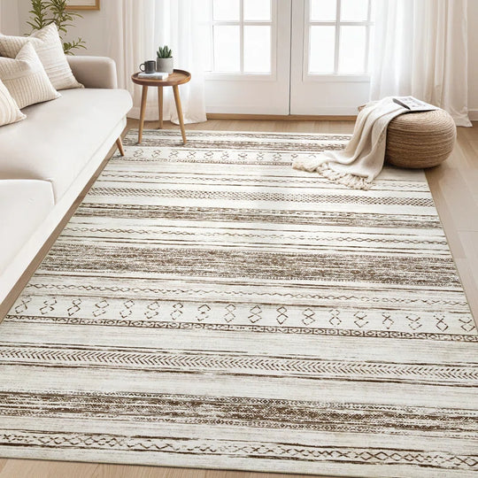 Anthonyville Area Rug Living Room Rugs: Washable Boho Large Neutral Farmhouse Soft Moroccan Stain Resistant Indoor Floor Carpet for Bedroom Nursery Kids Playroom Office Dining Room Home House Decor