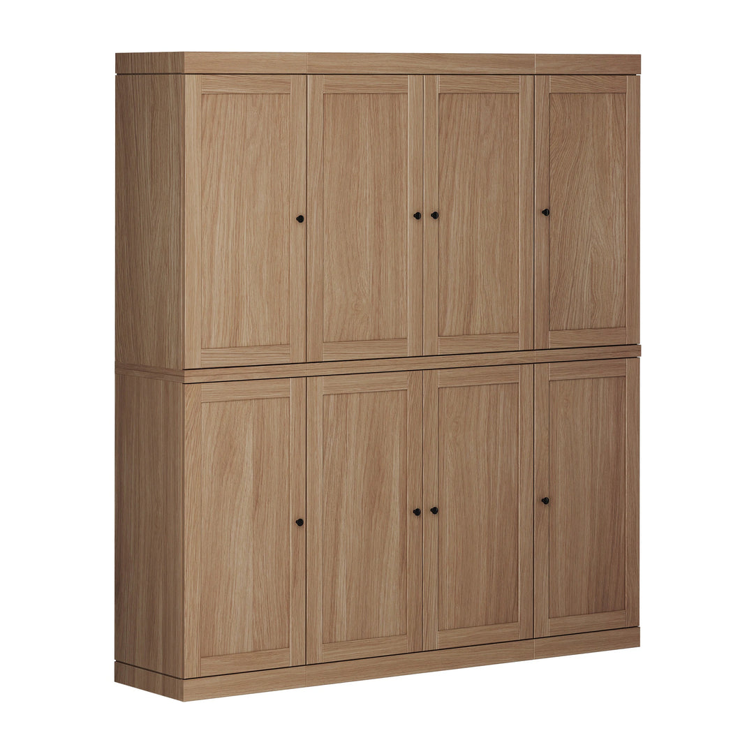 Premium 100% Solid European Oak Hardwood Modular Dining Room Cabinet with Shaker Doors - 64" Wide, 71.5" Tall