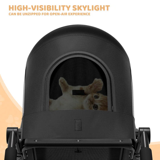 Foldable Pet Stroller for Small & Medium Dogs and Cats 3-Wheel Dog Stroller with 9 Angles Adjustable Handlebar