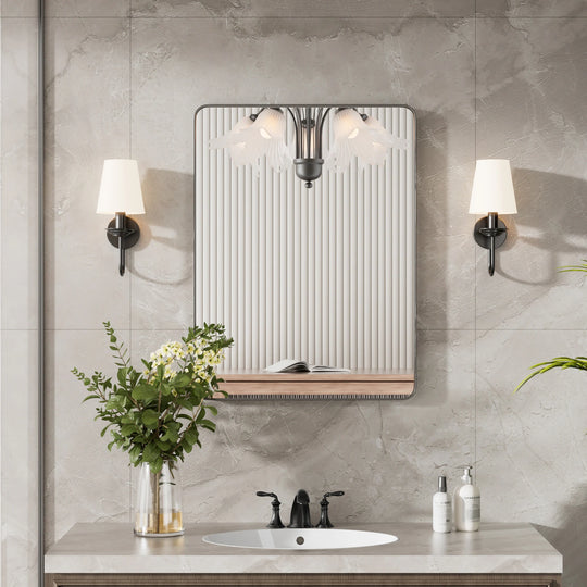 Modern Rounded Rectangle Metal Frame Wall Mirror