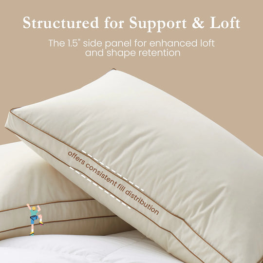 Set of 2 100% Organic Cotton down Feather Pillow-In-A-Pillow Design Bed Pillow