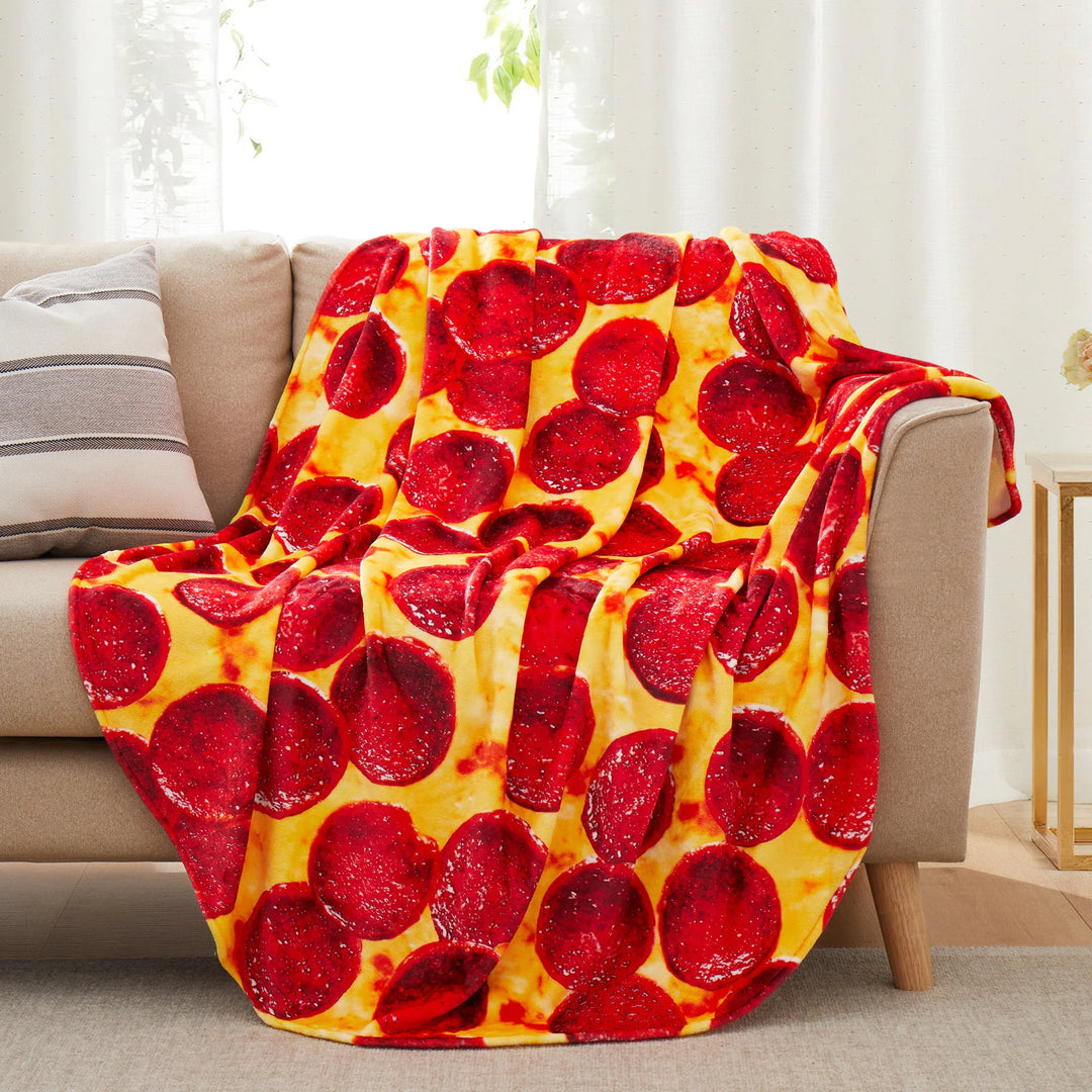 Kids' and Adult Halloween Food Throw Blanket, Microfiber Funny Food Blanket for Home or Dorm Decor