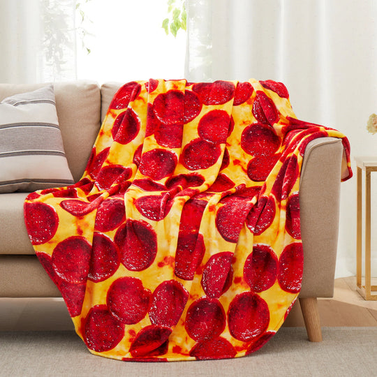 Kids' and Adult Halloween Food Throw Blanket, Microfiber Funny Food Blanket for Home or Dorm Decor