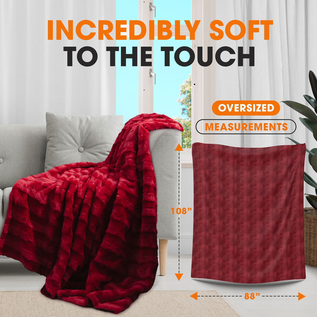 Faux Fur/ Microplush Reversible Throw Blanket