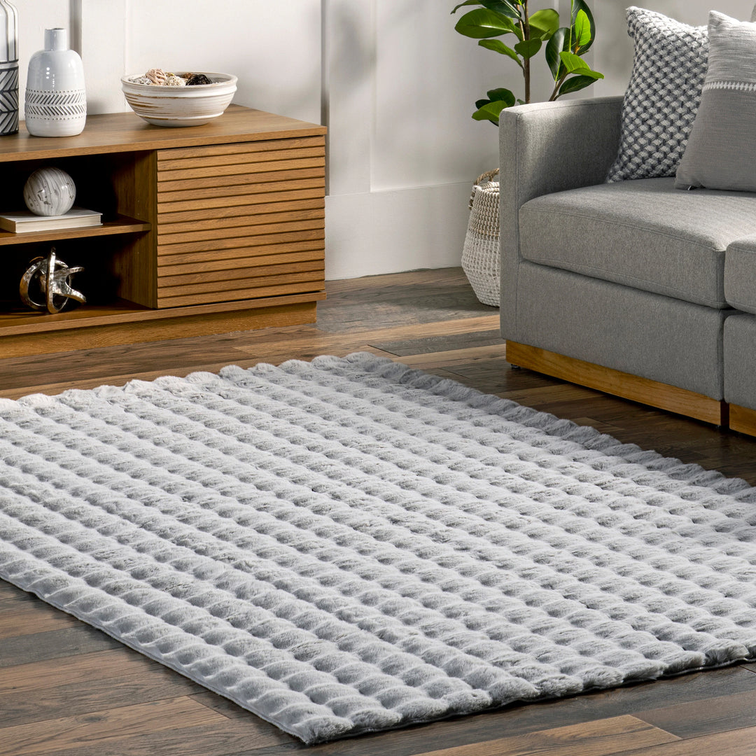 Jeni Solid Plush Machine Washable Area Rug