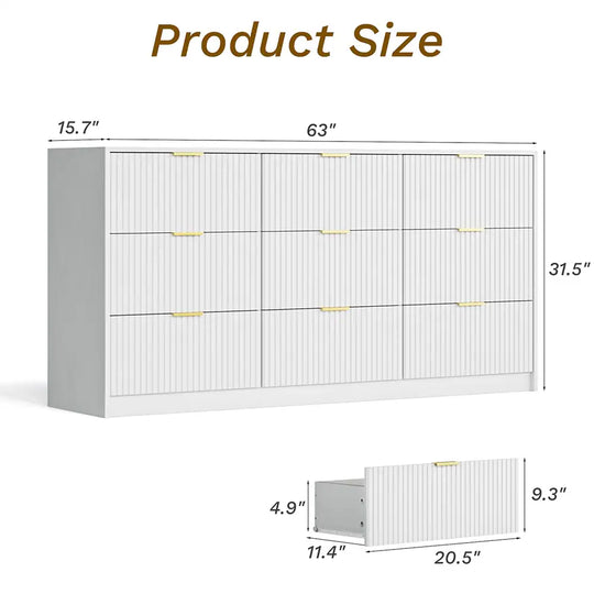 9-Drawer Dresser 63" W