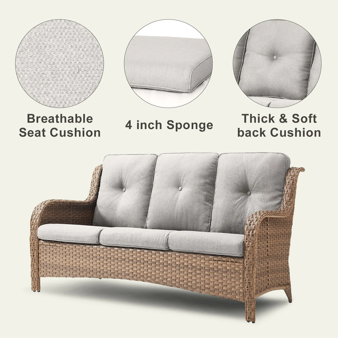 4-Piece Outdoor Sofa Patio Chair with Coffee Table