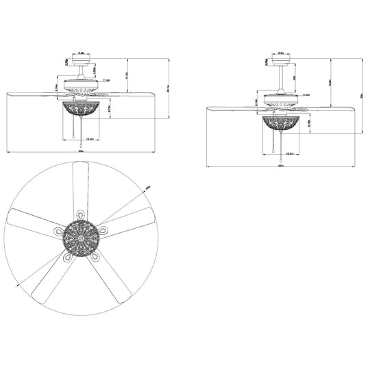 Gliska Rustic Bronze 5-Blade Lighted Ceiling Fan with Crystal Shade