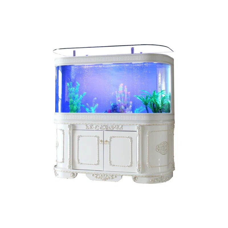 Luxurious Curved White Elegance Eco Aquarium Tank
