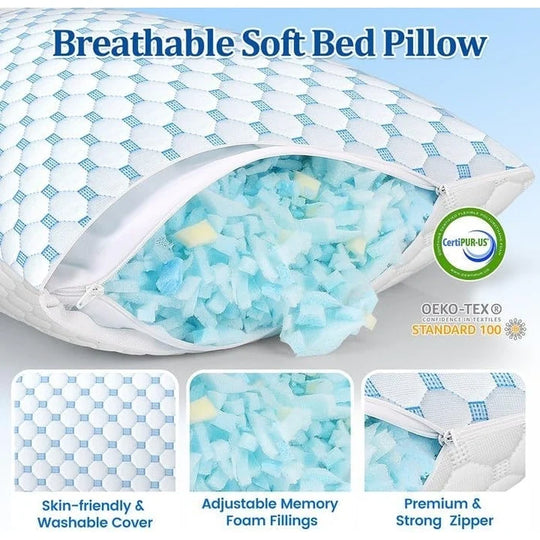 2-Pack Memory Foam Pillow, Cooling & Soft