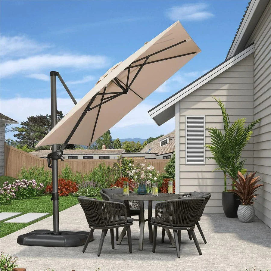 9 Ft Square 360 Degree Rotation Patio Cantilever Umbrella