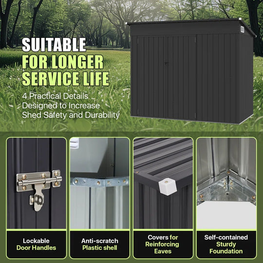 7 Ft. 6 In. W X 3 Ft. 8 In. D Metal Lean-To Storage Shed