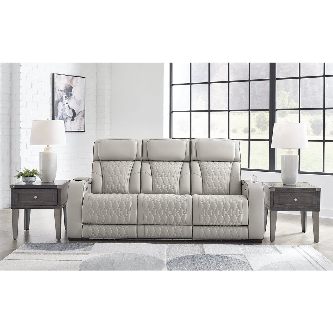 Boyington Gray Power Reclining Sofa - 86" W X 38.5" D X 44.5" H
