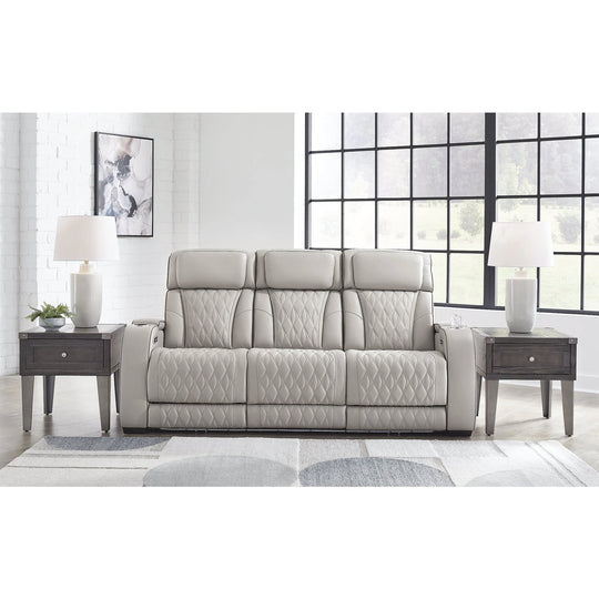 Boyington Gray Power Reclining Sofa - 86" W X 38.5" D X 44.5" H