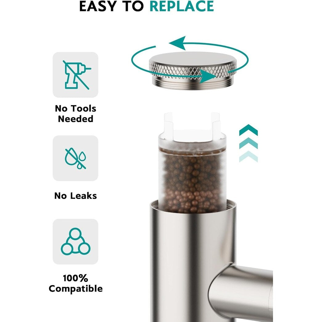 Rotatable Single Hole Bathroom Sink Faucet with Built-In Filter, Temperature Display in Fahrenheit, 2 Water Modes