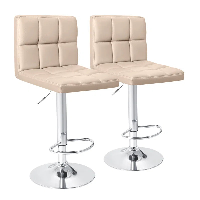 Swivel Upholstered Adjustable Height Counter Stool with Metal Frame