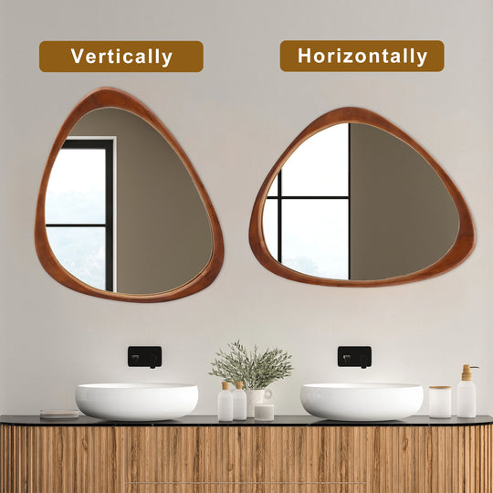Irregular Mirror Asymmetrical Wood Wall Mirror