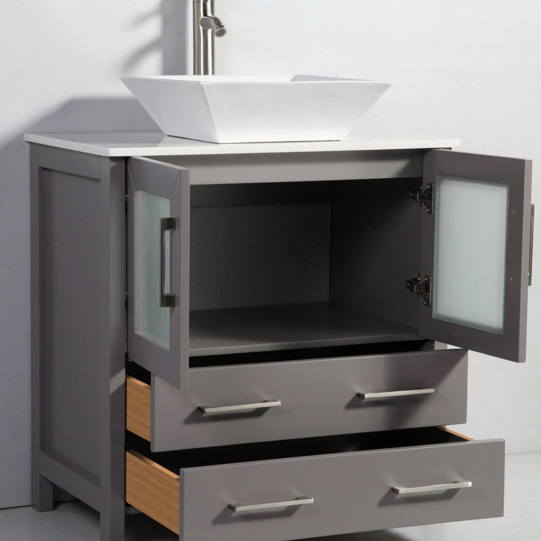 96-Inch Double Sink Bathroom Vanity Set with Engineered Marble Top and Free Mirror - 96 X 18.5 X 36 Inches