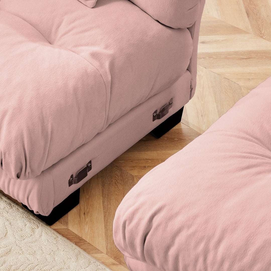 Luxury Chenille Modular Upholstered Sectional Sofa Couch with Convertible Ottoman