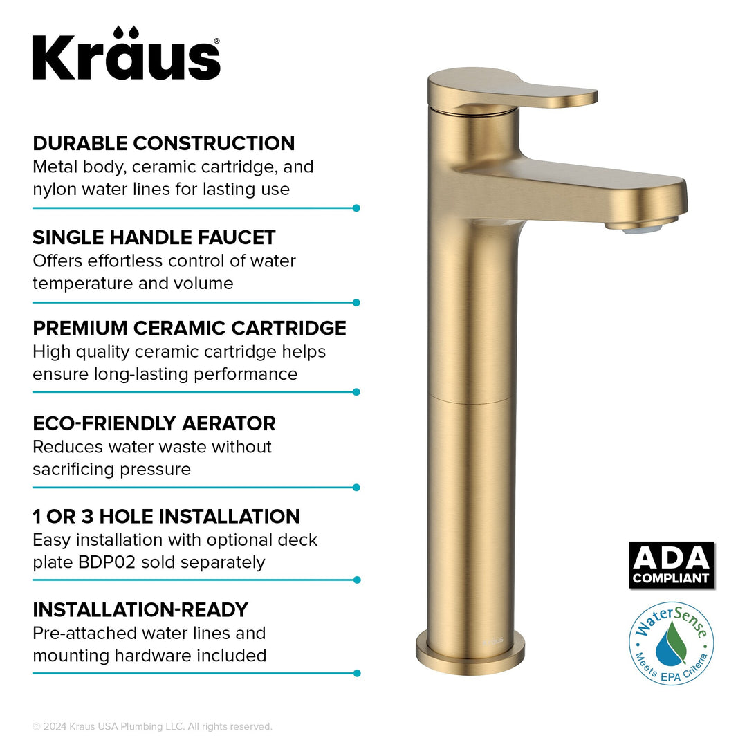 Indy Single Handle Vessel Bathroom Faucet with Pop up Drain